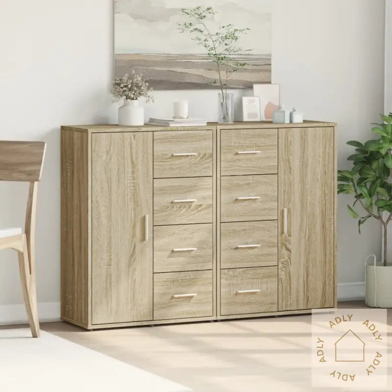 Skjenker 2 Stk Sonoma Eik 60X31X84 Cm Konstruert Tre