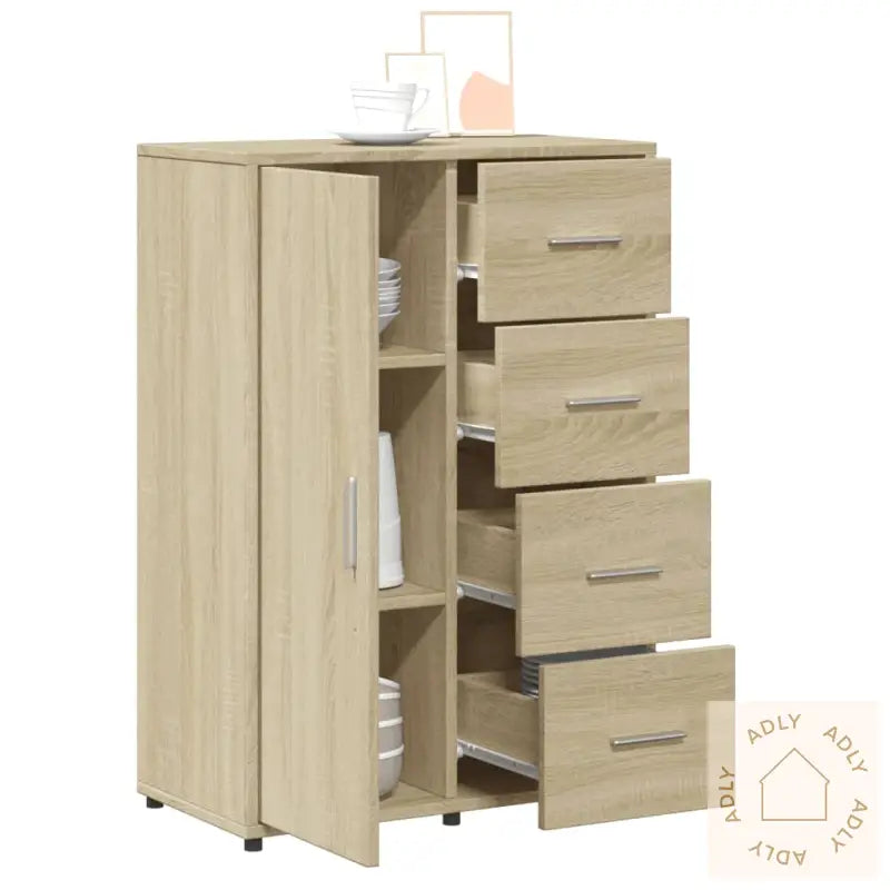Skjenker 2 Stk Sonoma Eik 60X31X84 Cm Konstruert Tre