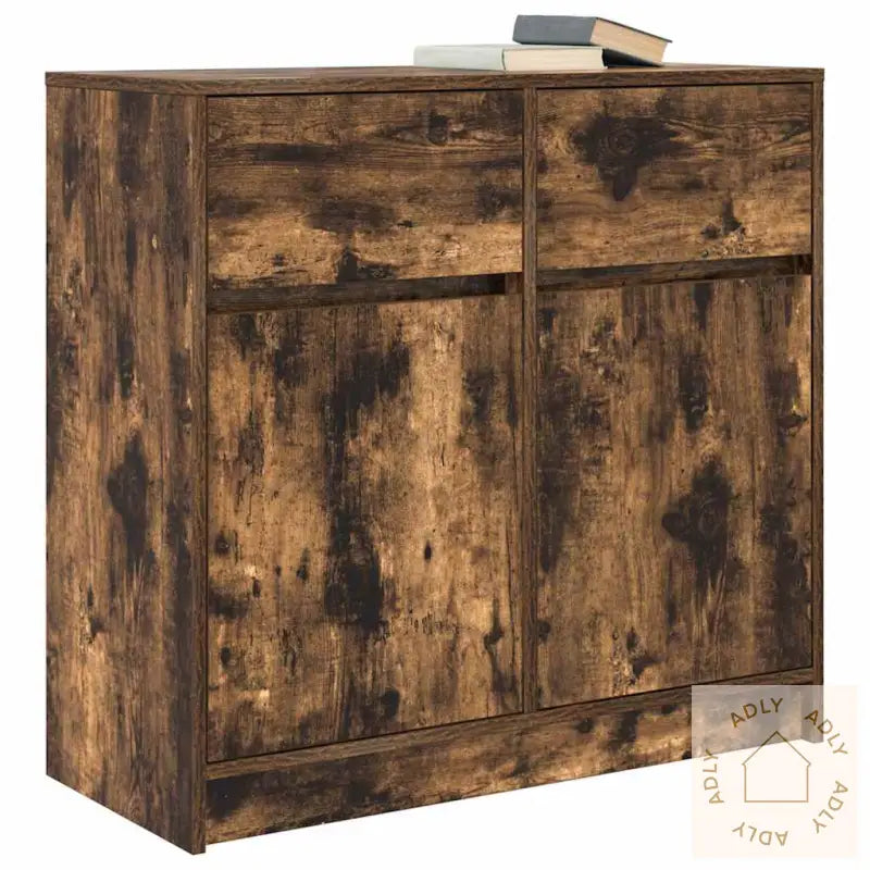 Skjenk Med Skuff Røkt Eik 80X34X76 Cm Konstruert Tre