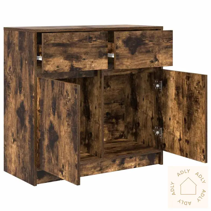 Skjenk Med Skuff Røkt Eik 80X34X76 Cm Konstruert Tre