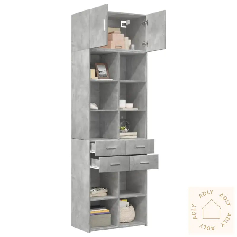 Oppbevaringsskap Betonggrå 70X42,5X225 Cm Konstruert Tre