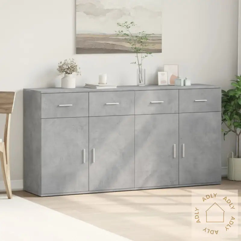 Skjenker 2 Stk Betonggrå 79X38X80 Cm Konstruert Tre