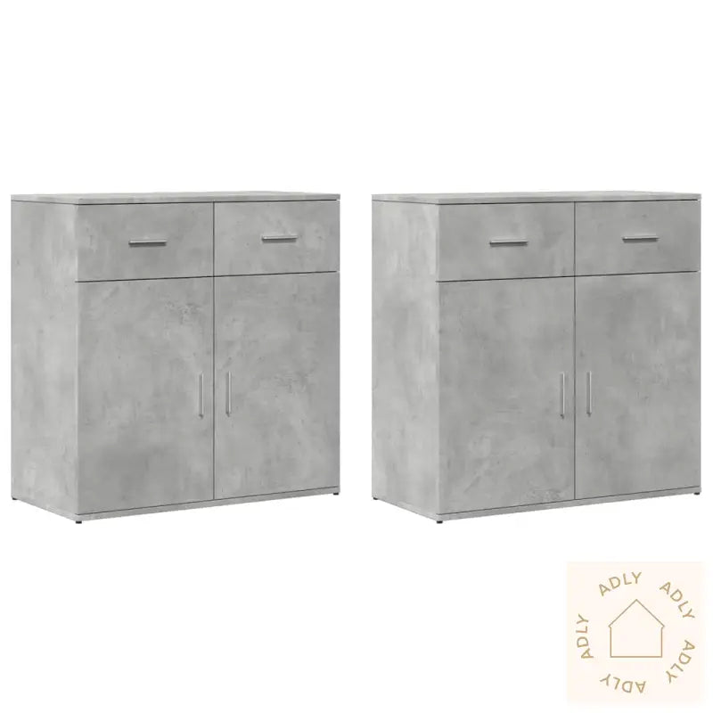 Skjenker 2 Stk Betonggrå 79X38X80 Cm Konstruert Tre