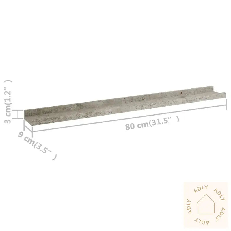 Vegghyller 2 Stk Betonggrå 80X9X3 Cm