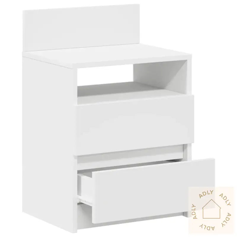 Nattbord 2 Stk Med 2 Skuffer Hvit 40X33X60 Cm