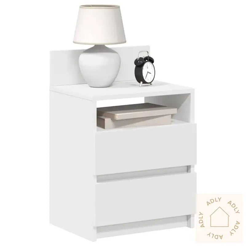 Nattbord 2 Stk Med 2 Skuffer Hvit 40X33X60 Cm