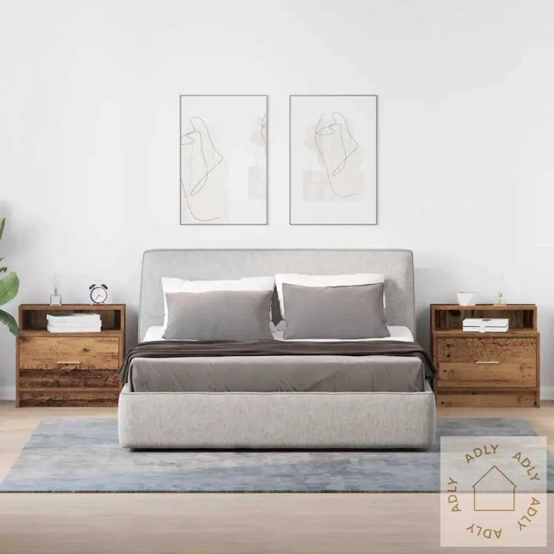 Nattbord Med Skuff 2 Stk Gammelt Tre 51X31X47 Cm