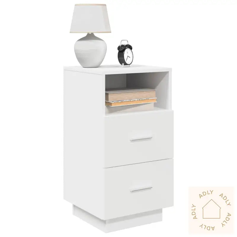 Nattbord 2 Stk Med 2 Skuffer Hvit 36X36X68 Cm