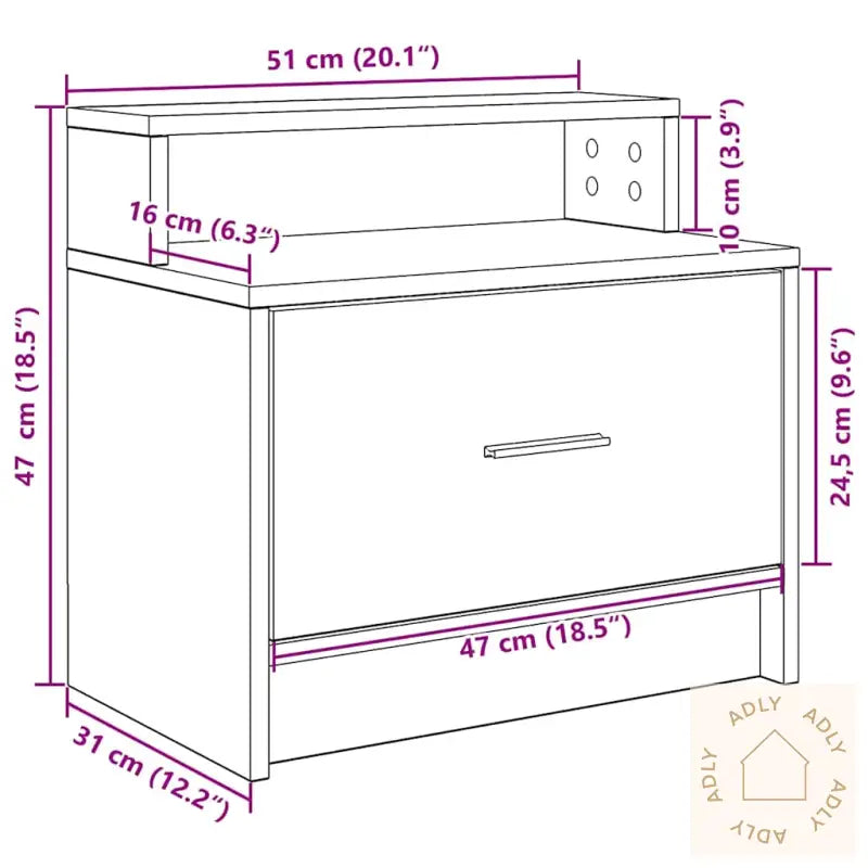 Nattbord Med Skuff 2 Stk Gammelt Tre 51X31X47 Cm