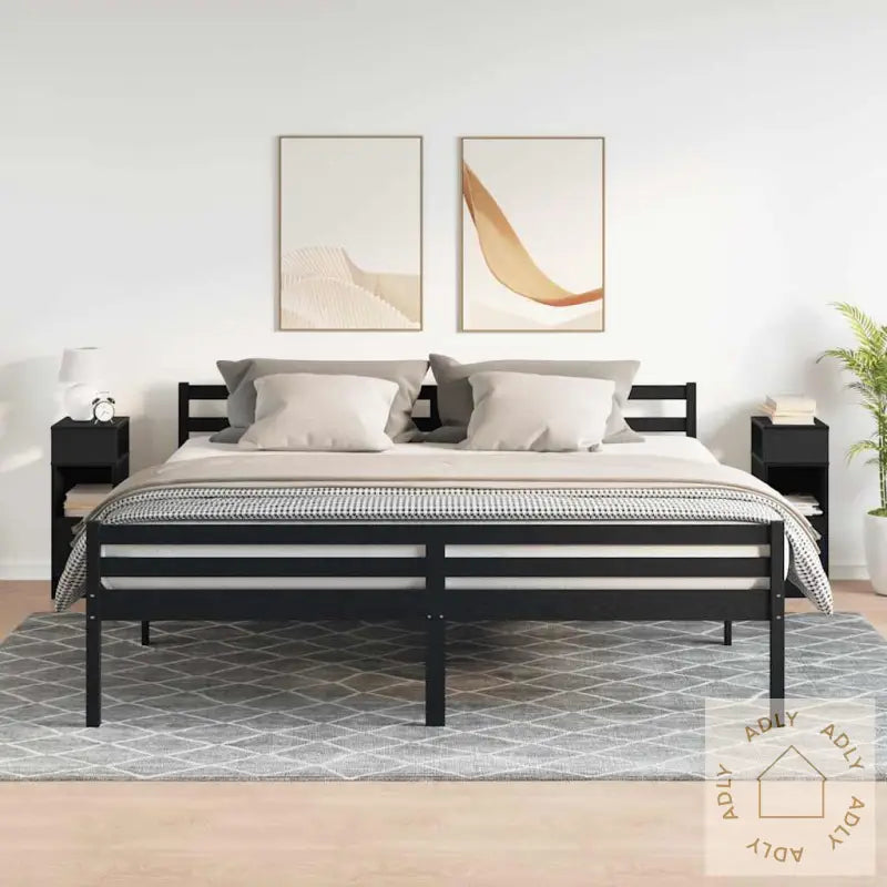 Nattbord 2 Stk Med Skuff Svart 25X31X66 Cm