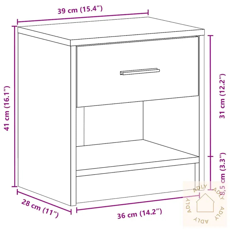 Nattbord 2 Stk Med Skuff Gammelt Tre 39X28X41 Cm