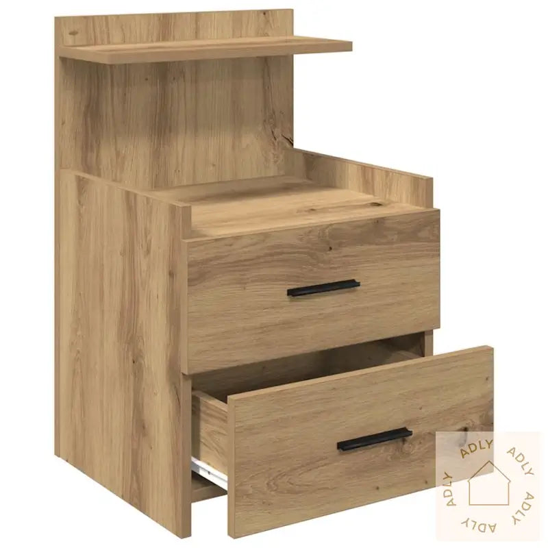 Nattbord 2 Stk Med 2 Skuffer Håndverkseik 40X36,5X62 Cm