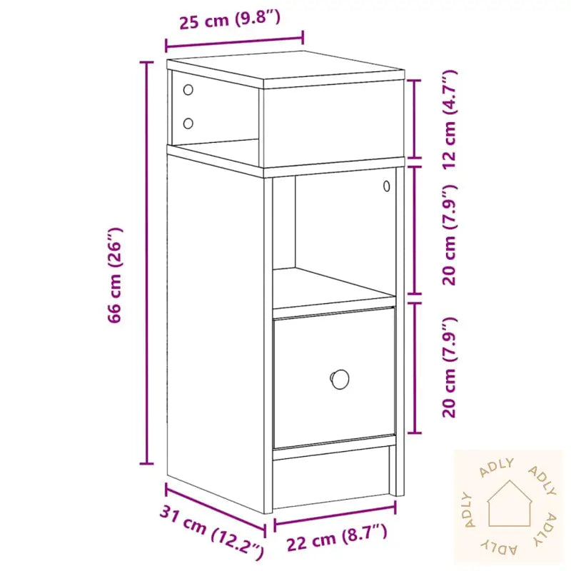 Nattbord 2 Stk Med Skuff Svart 25X31X66 Cm