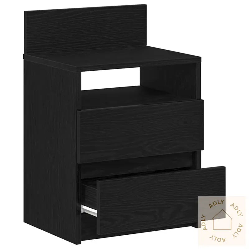 Nattbord 2 Stk Med 2 Skuffer Svart 40X33X60 Cm