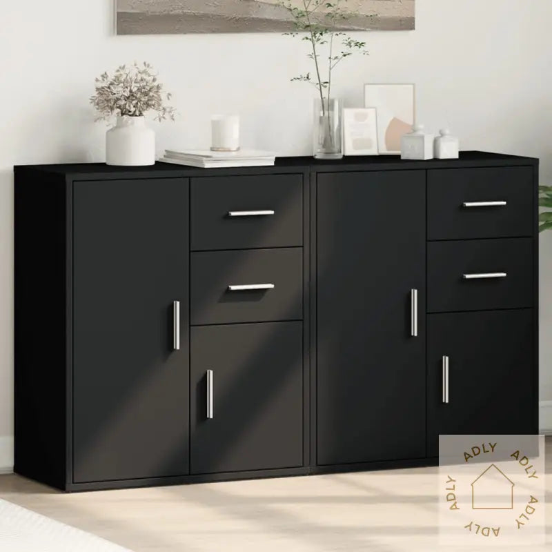 Skjenker 2 Stk Svart 60X31X70 Cm Konstruert Tre