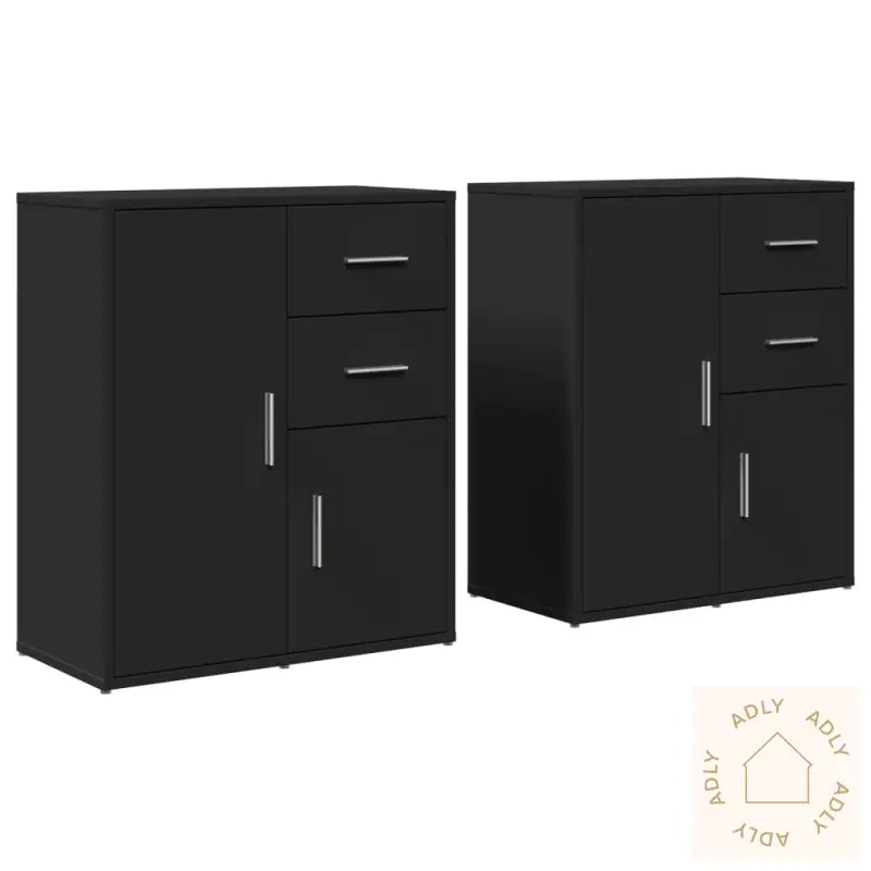 Skjenker 2 Stk Svart 60X31X70 Cm Konstruert Tre