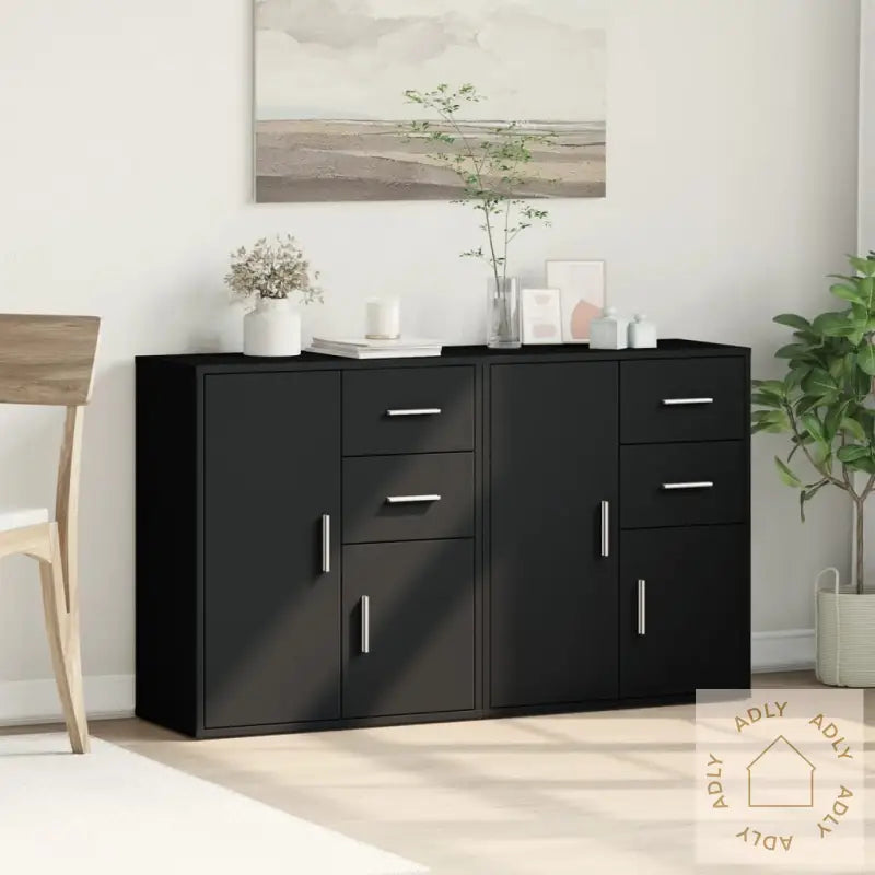 Skjenker 2 Stk Svart 60X31X70 Cm Konstruert Tre