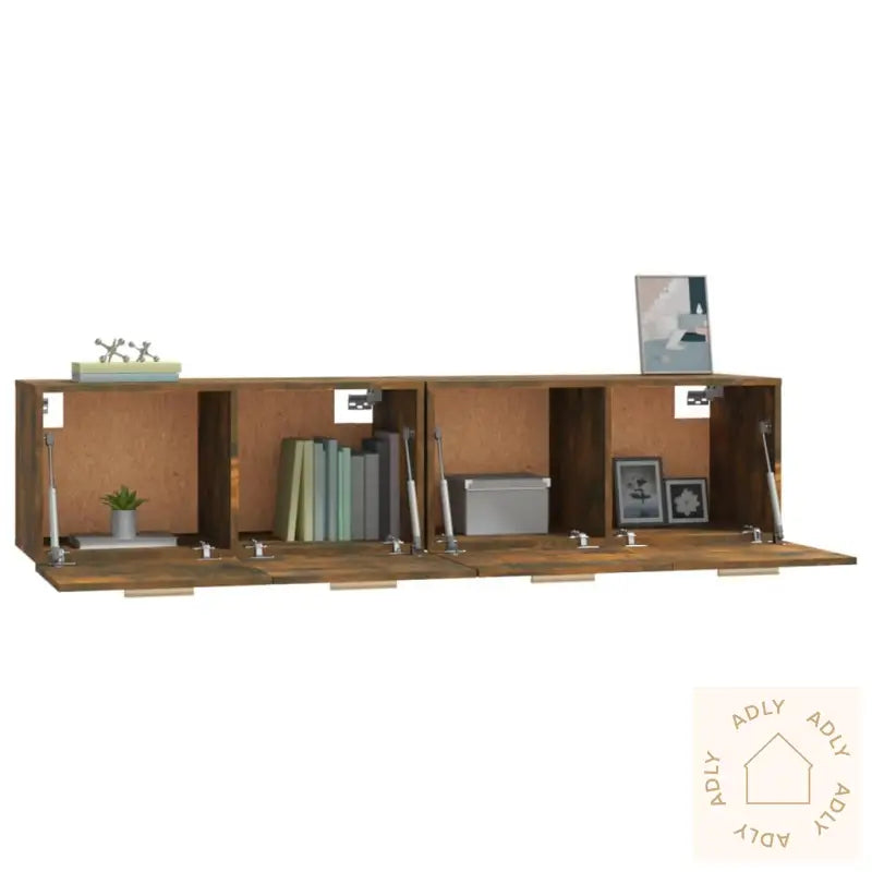 Veggskap 2 Stk Røkt Eik 80X35X36,5 Cm Konstruert Tre