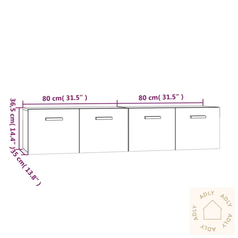 Veggskap 2 Stk Røkt Eik 80X35X36,5 Cm Konstruert Tre