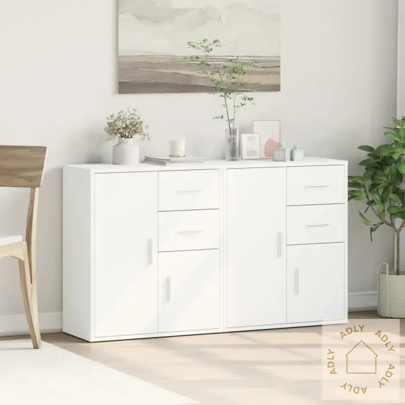 Skjenker 2 Hvit 60X31X70 Cm Konstruert Tre