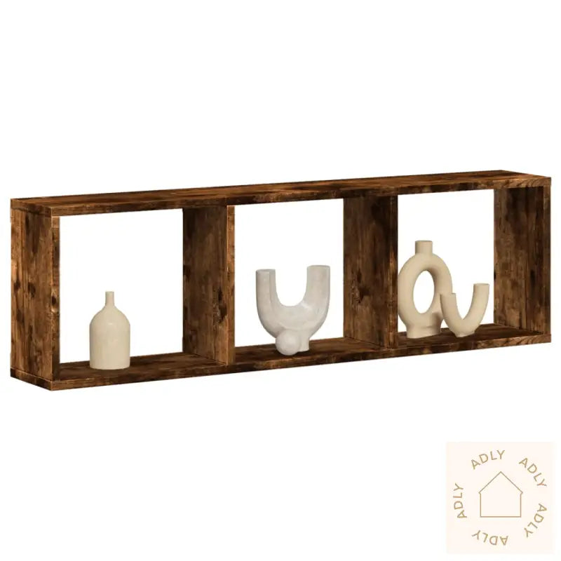 Veggskap 100X16X30 Cm Røkt Eik Konstruert Tre