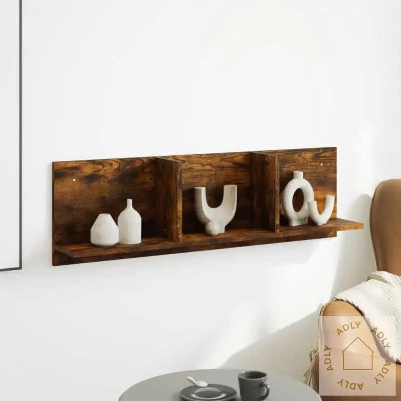 Veggskap 100X16,5X30 Cm Røkt Eik Konstruert Tre