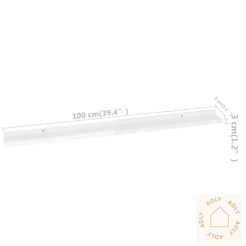 Vegghyller 2 Stk Høyglans Hvit 100X9X3 Cm