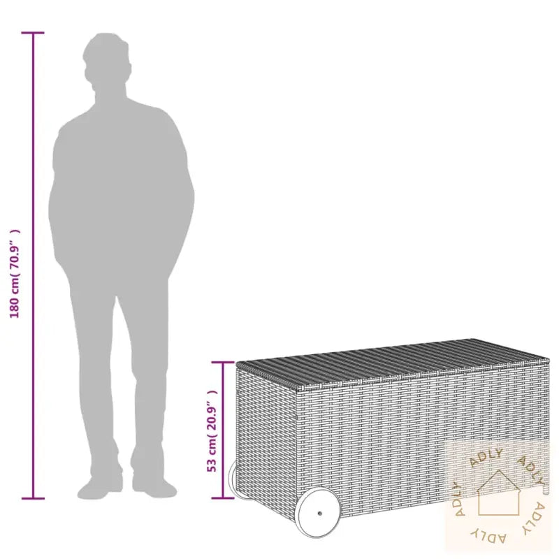 Putekasse Med Hjul Blandet Beige 190L Cm Polyrotting
