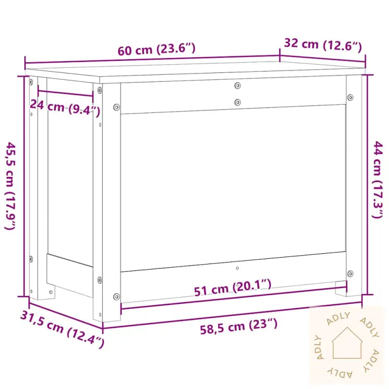 Putekasse Hvit 60X32X45,5 Cm Heltre Furu