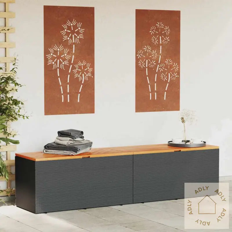 Putekasse Svart 220X50X54 Cm Polyrotting Akasie