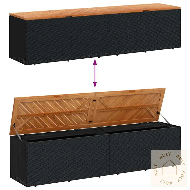 Putekasse Svart 220X50X54 Cm Polyrotting Akasie