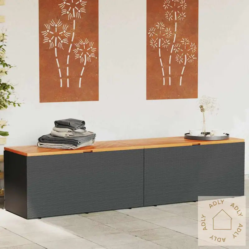 Putekasse Svart 220X50X54 Cm Polyrotting Akasie