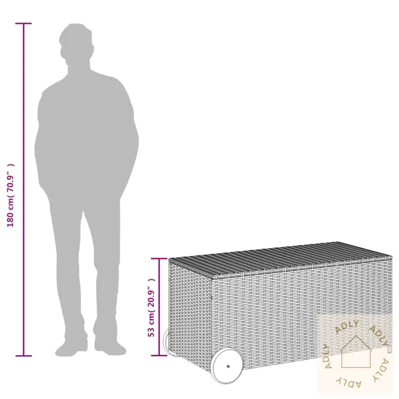 Putekasse Med Hjul Svart 190L Cm Polyrotting