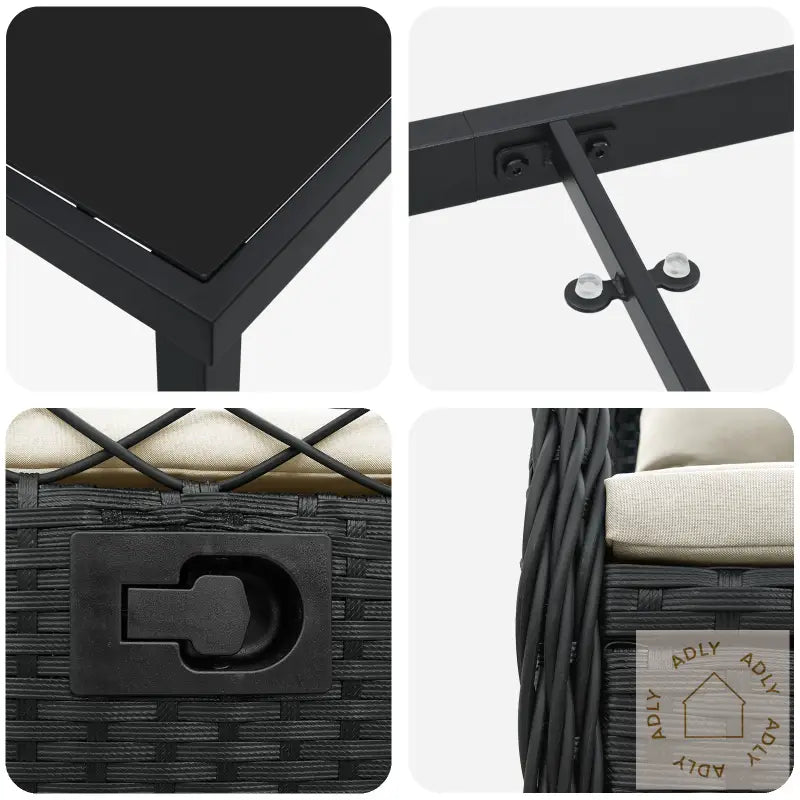 5-Delt Hage Spisesett Svart Poly Rattan