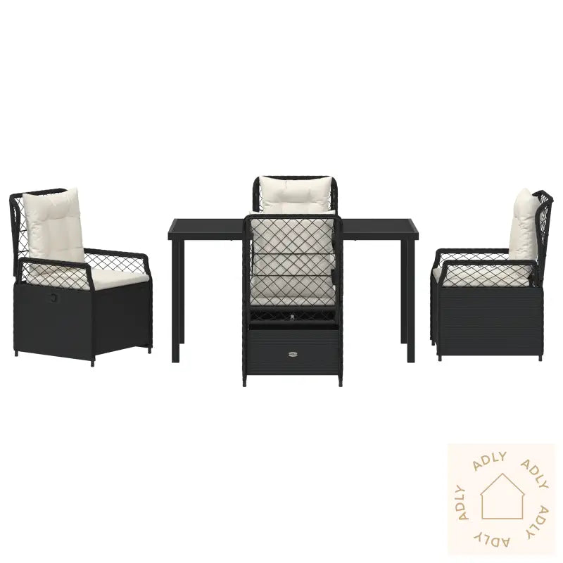 5-Delt Hage Spisesett Svart Poly Rattan