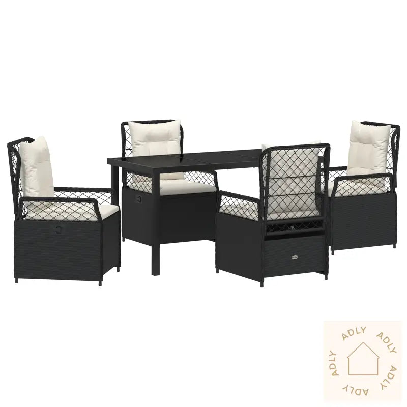 5-Delt Hage Spisesett Svart Poly Rattan