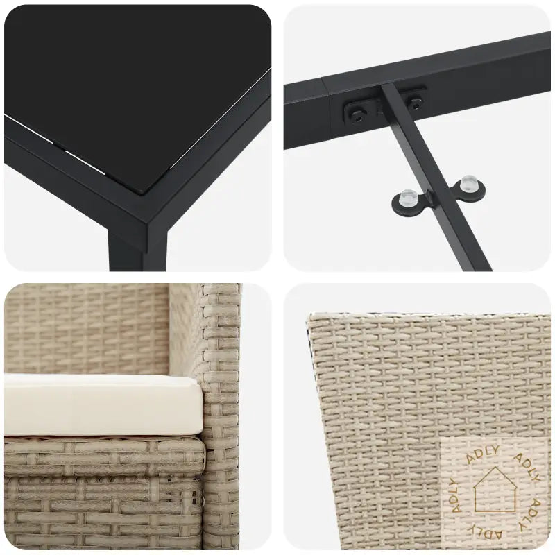 7-Delt Hage Spisebordsett Med Puter Beige Poly Rattan