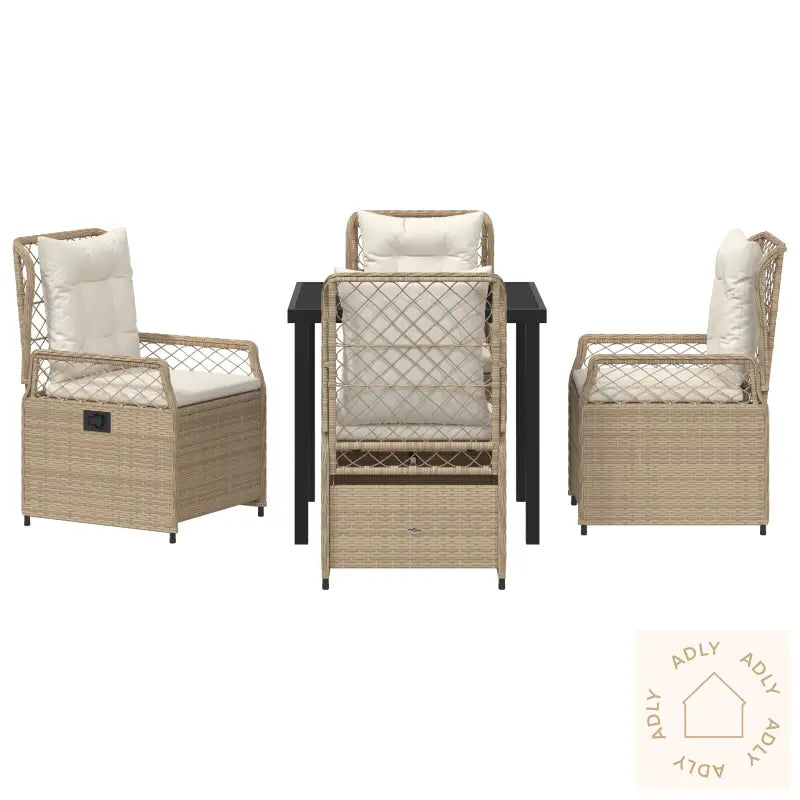 5-Delt Hage Spisebordsett Med Beige Poly Rotting