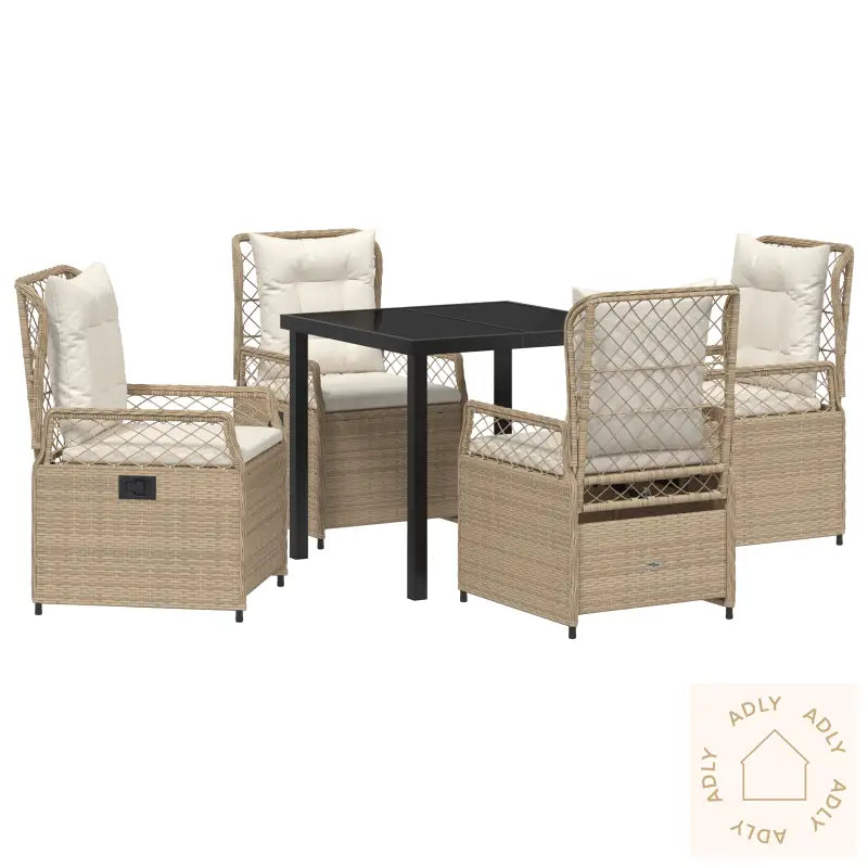 5-Delt Hage Spisebordsett Med Beige Poly Rotting