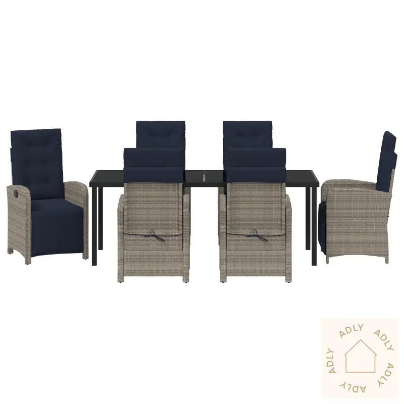 7-Delt Hage Spise Sett I Grå Poly Rotting