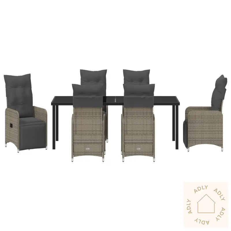 7-Delt Hagemøbelssett Med Puter I Beige Poly Rattan