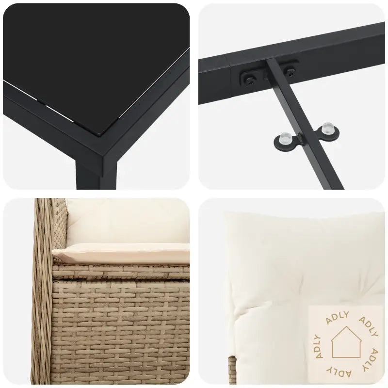 5 Deler Hagedining-Sett Med Puter Beige Poly Rotting