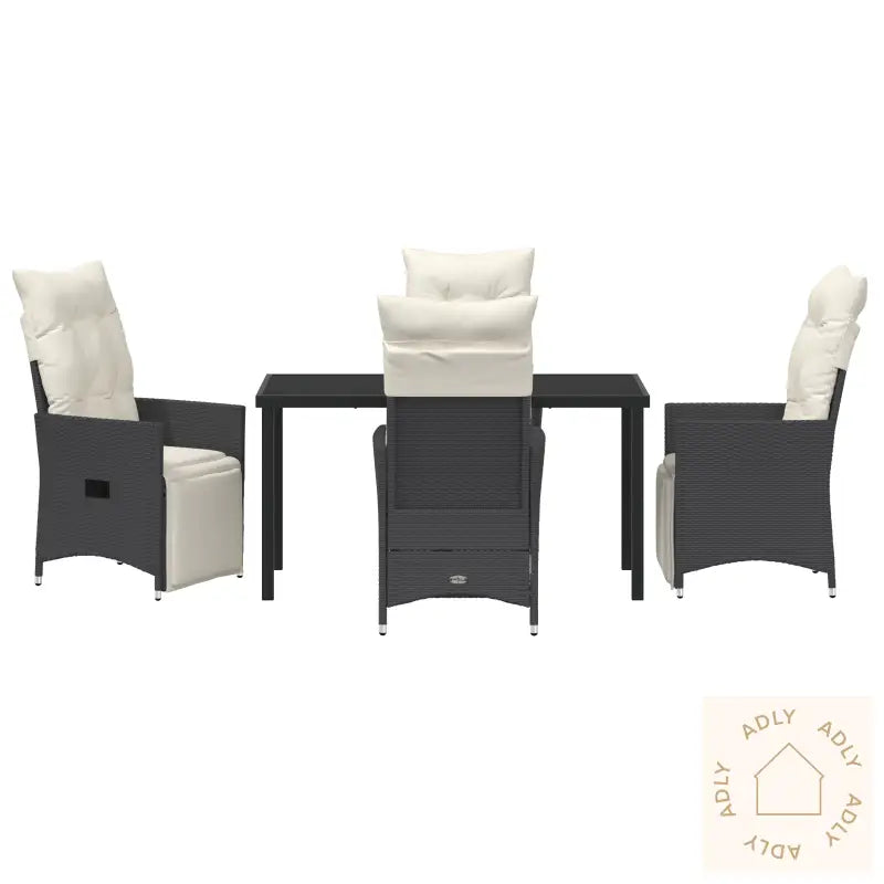 5-Delt Hage Spisesett Med Puter Svart Polyrotting