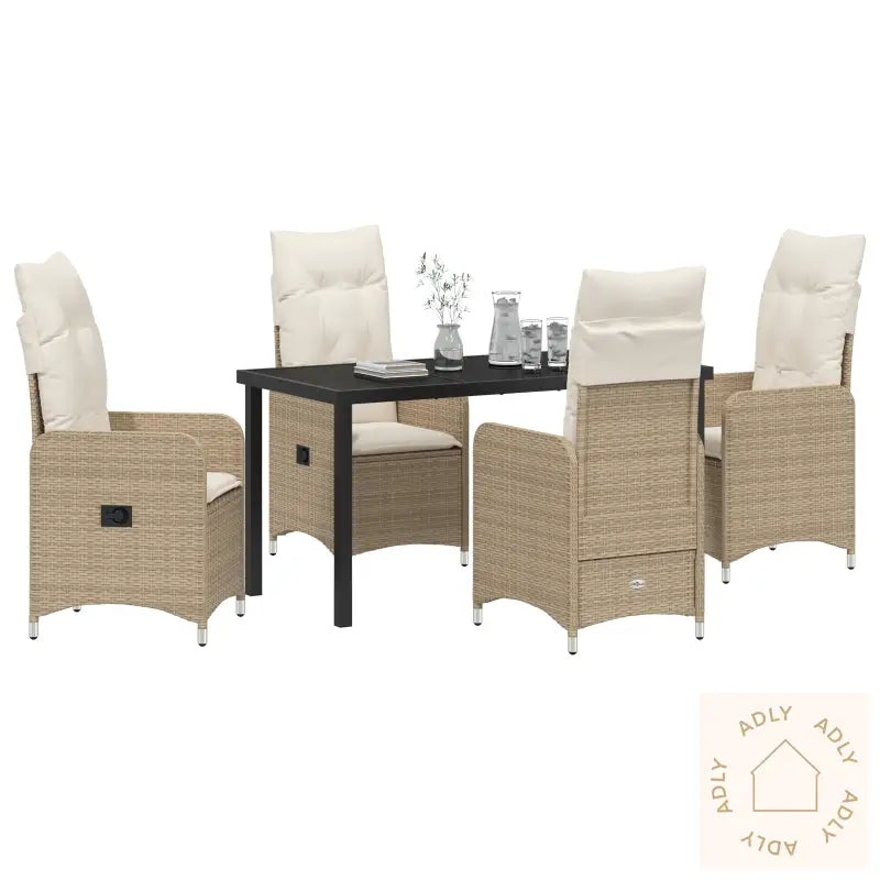 5 Delers Hage Spise Sett Med Puter Beige Poly Rottings