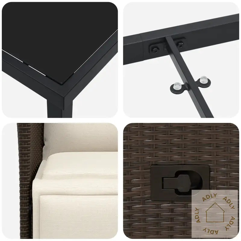 3-Delt Hagedining-Sett Med Puter Brun Poly Rattan