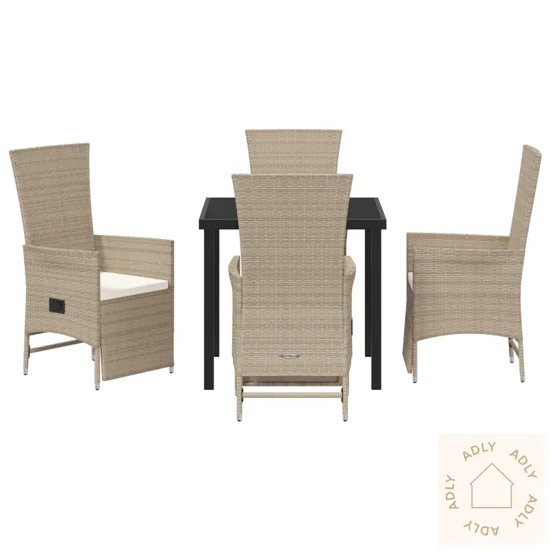 5-Delt Hage Spisestue Sett Med Puter Beige Poly Rotting