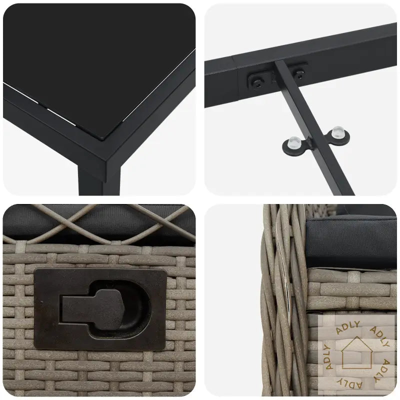 5 Delt Hage Spisebord Set Grå Poly Rattan