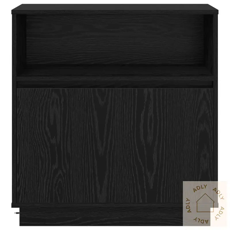 Sideboard Med Led Svart Eik 71X34,5X75 Cm Konstruert Tre