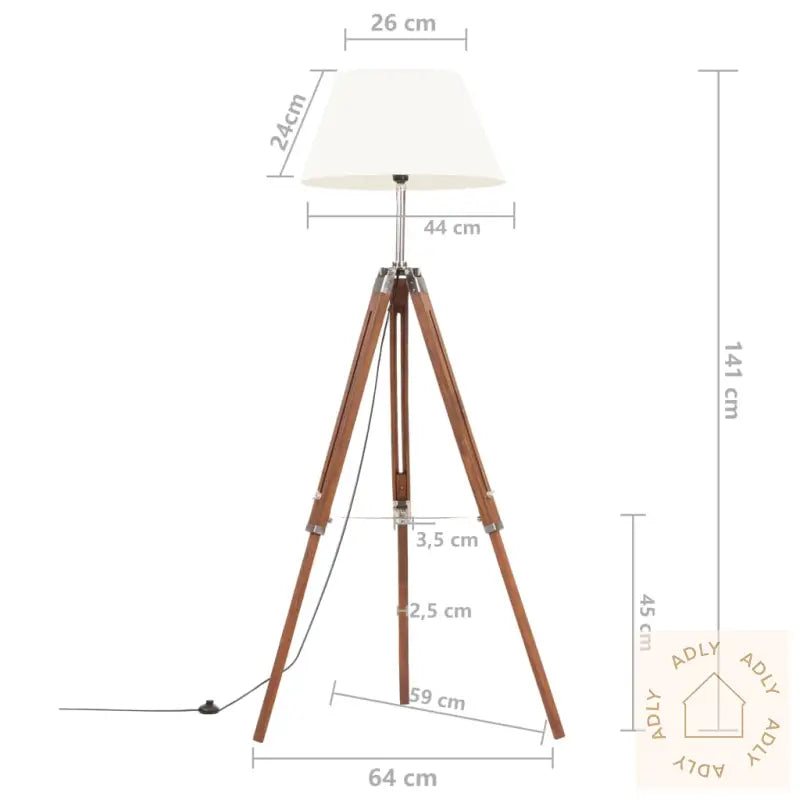 Gulvlampe Med Stativ Honningbrun Og Hvit Heltre Teak 141 Cm