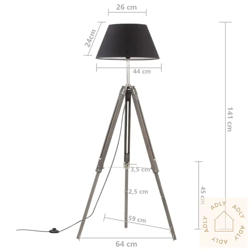 Gulvlampe Med Stativ Svart Og Gull Heltre Teak 141 Cm